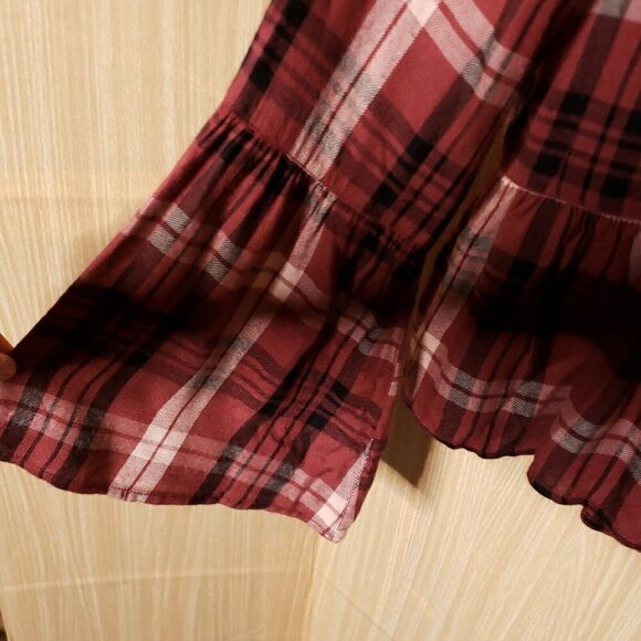 Sky & Sparrow Womens Purple Plaid Peplum Cropped Blouse Medium - Picture 4 of 8